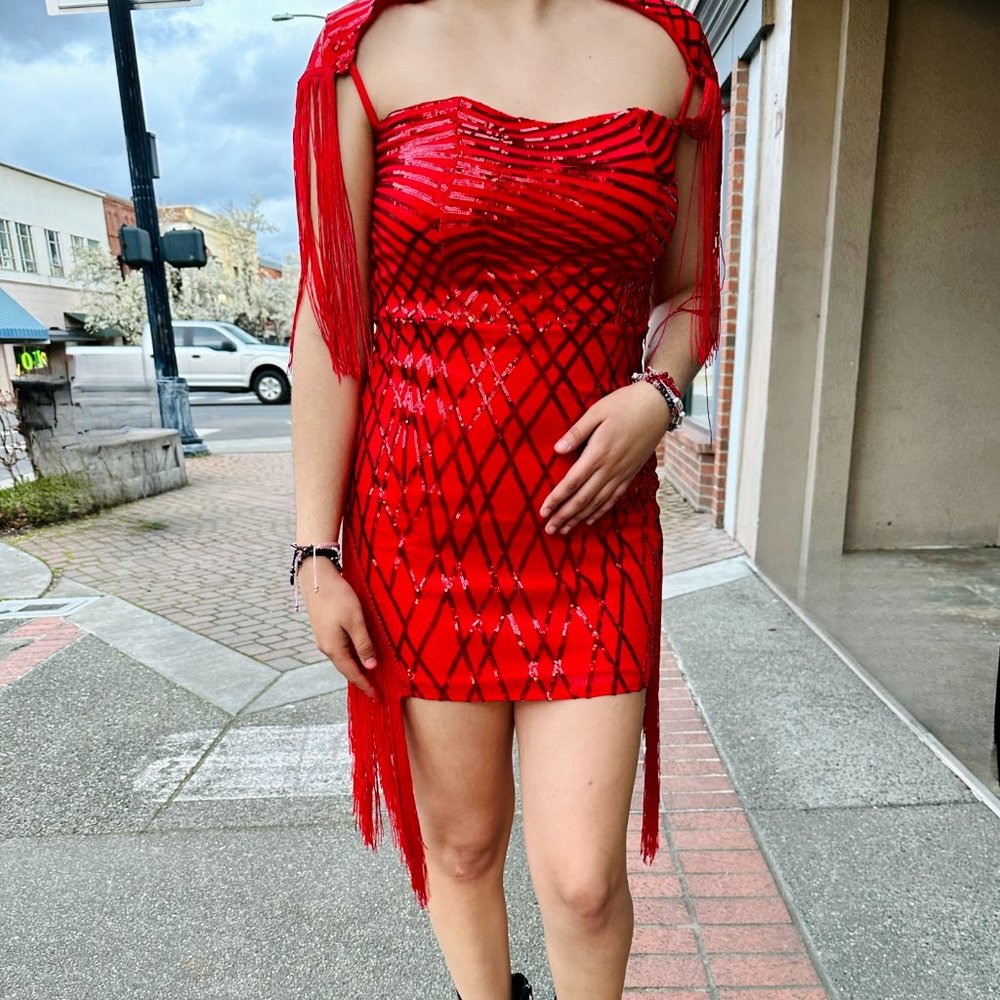 Fringe Red Mini Dress